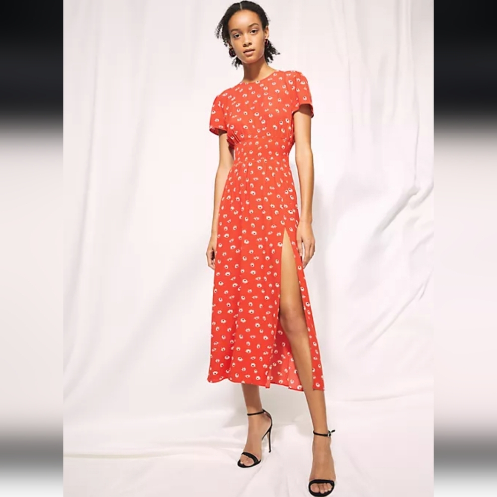Wilfred Red Midi Dress with White Floral Print